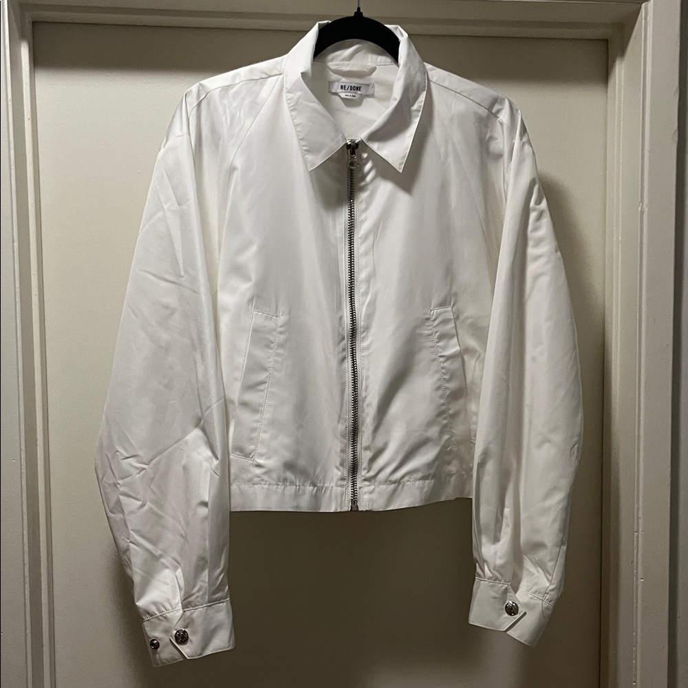 Re/Done Classic White Bomber Jacket